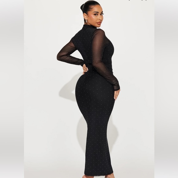 All That Glimmer Mesh Maxi Dress - Black - Picture 2 of 4